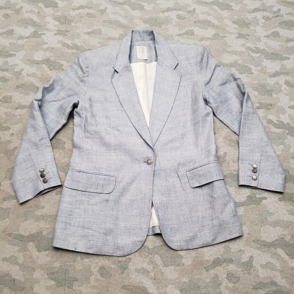 Clifford & Wills Blazer Womens 4 Blue 100% Linen Single Button